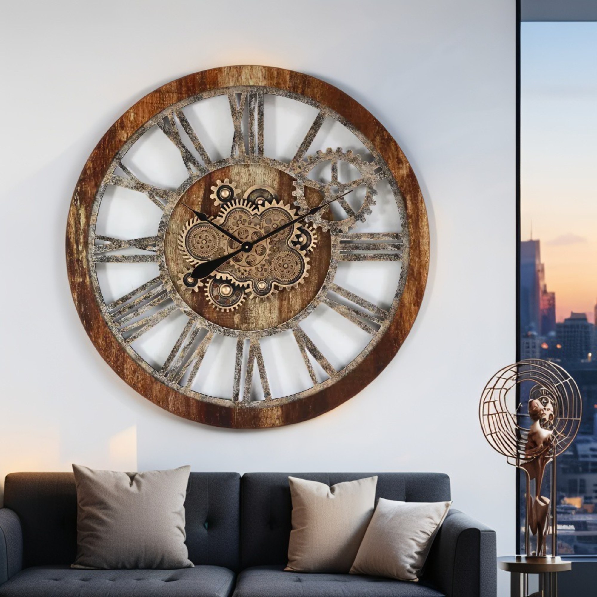 AMERICA LINE WALL CLOCK ROUND 36 INCH VINTAGE BROWN