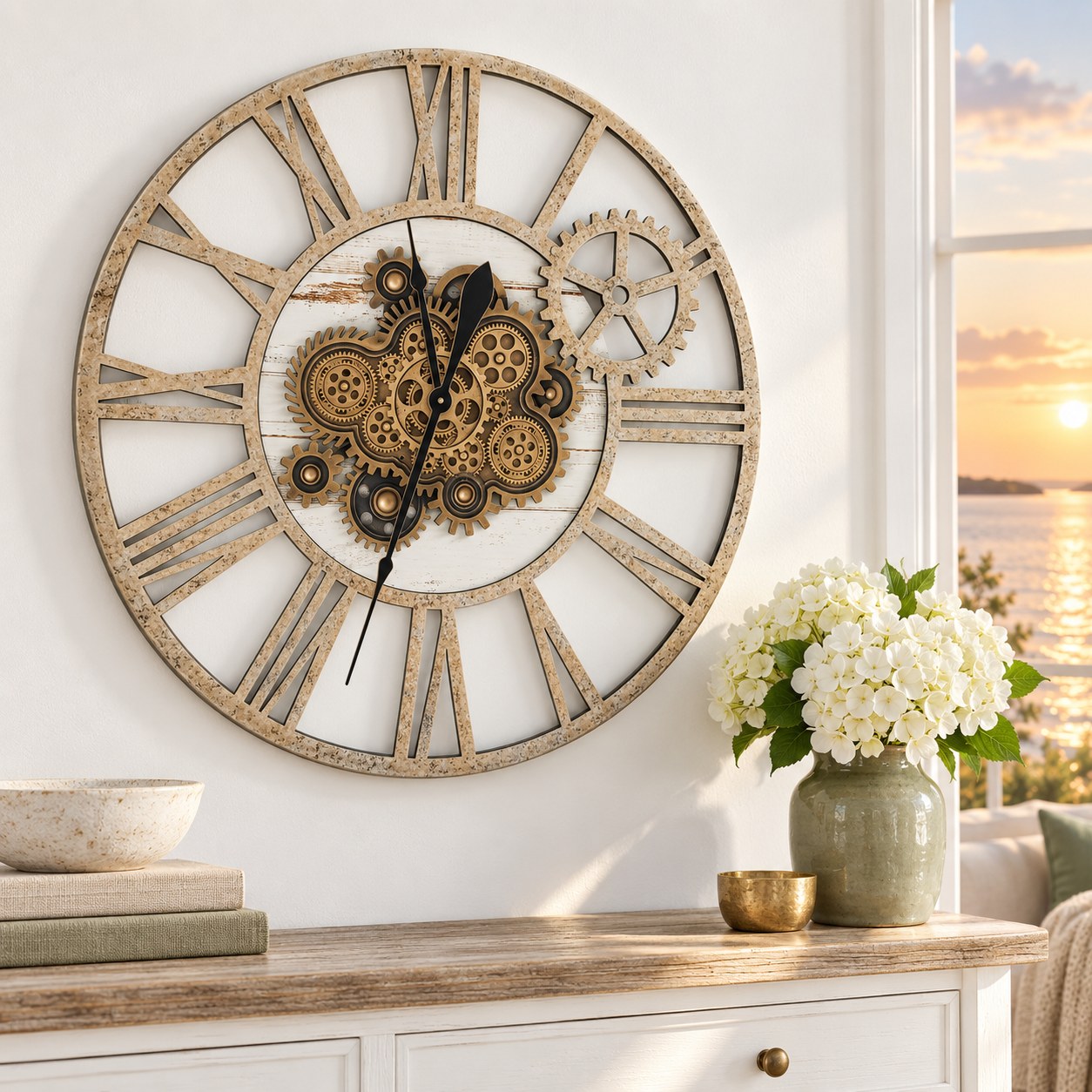 AMERICA LINE WALL CLOCK ROUND 36 INCH DESERT BEIGE