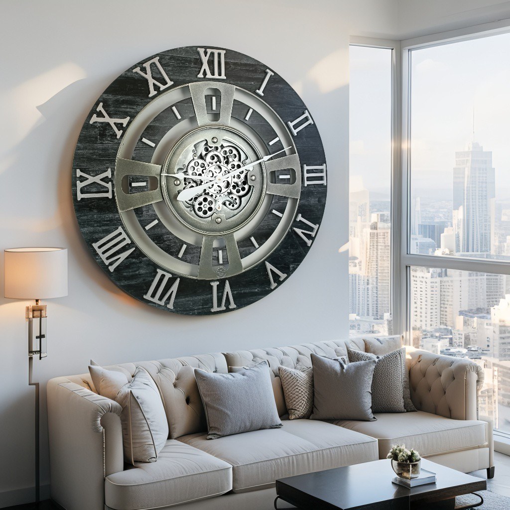 ENGLAND LINE WALL CLOCK ROUND 36 INCH VINTAGE BLACK