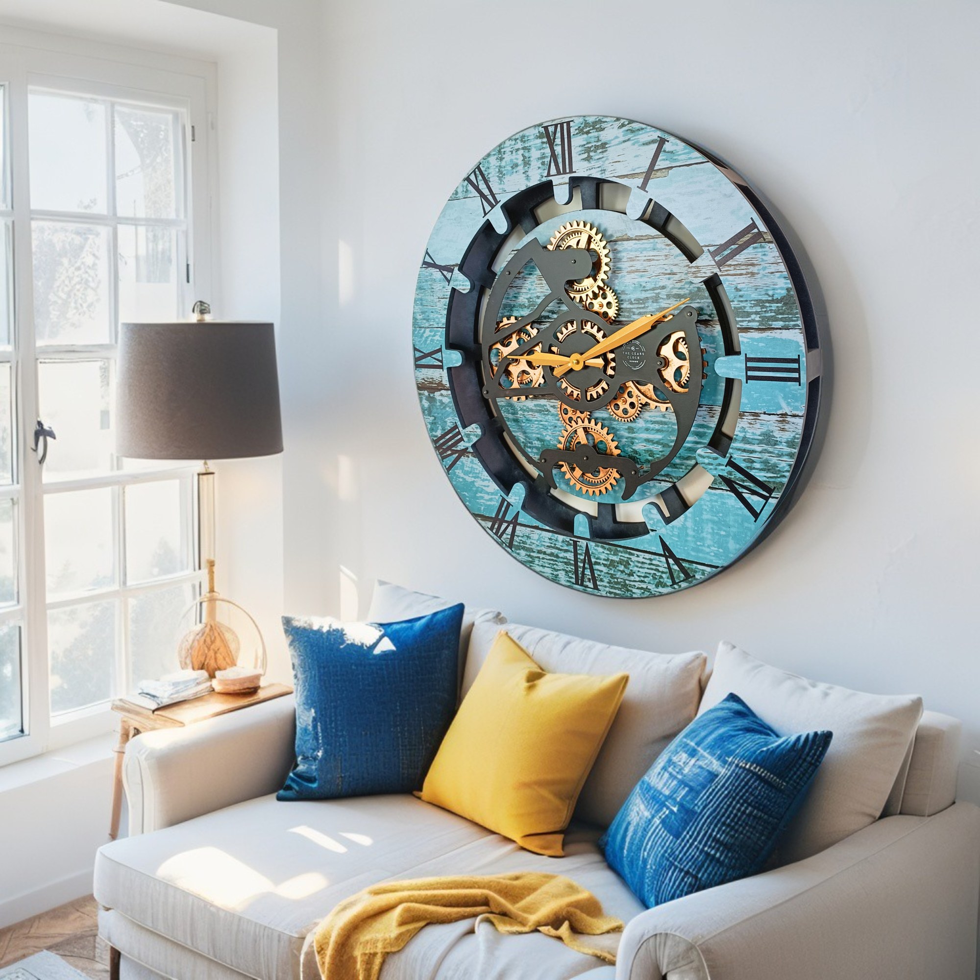 CANADA LINE WALL CLOCK ROUND 24 INCH AQUA GREEN