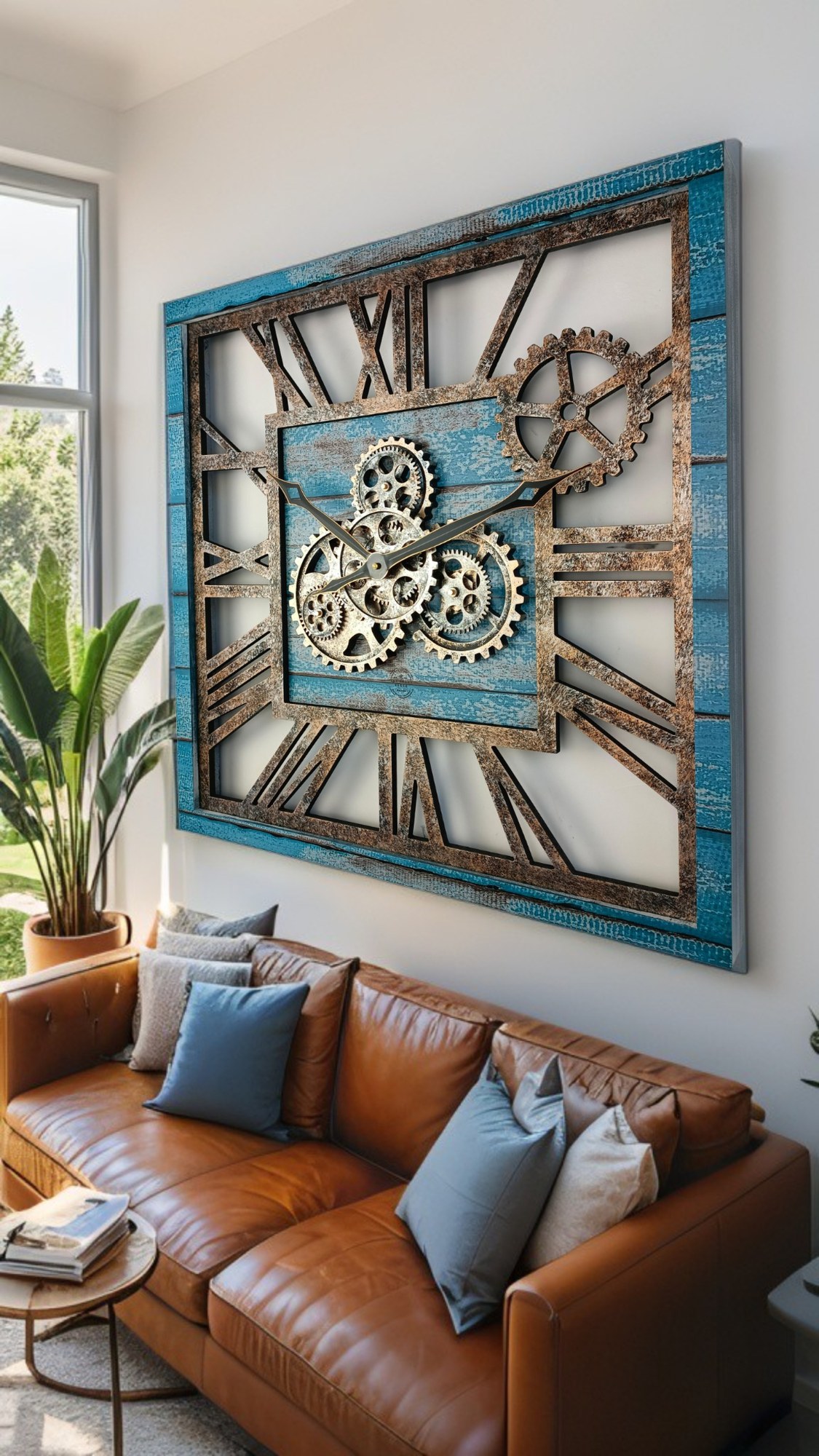 AMERICA LINE WALL CLOCK SQUARE 24 INCH OCEAN BLUE
