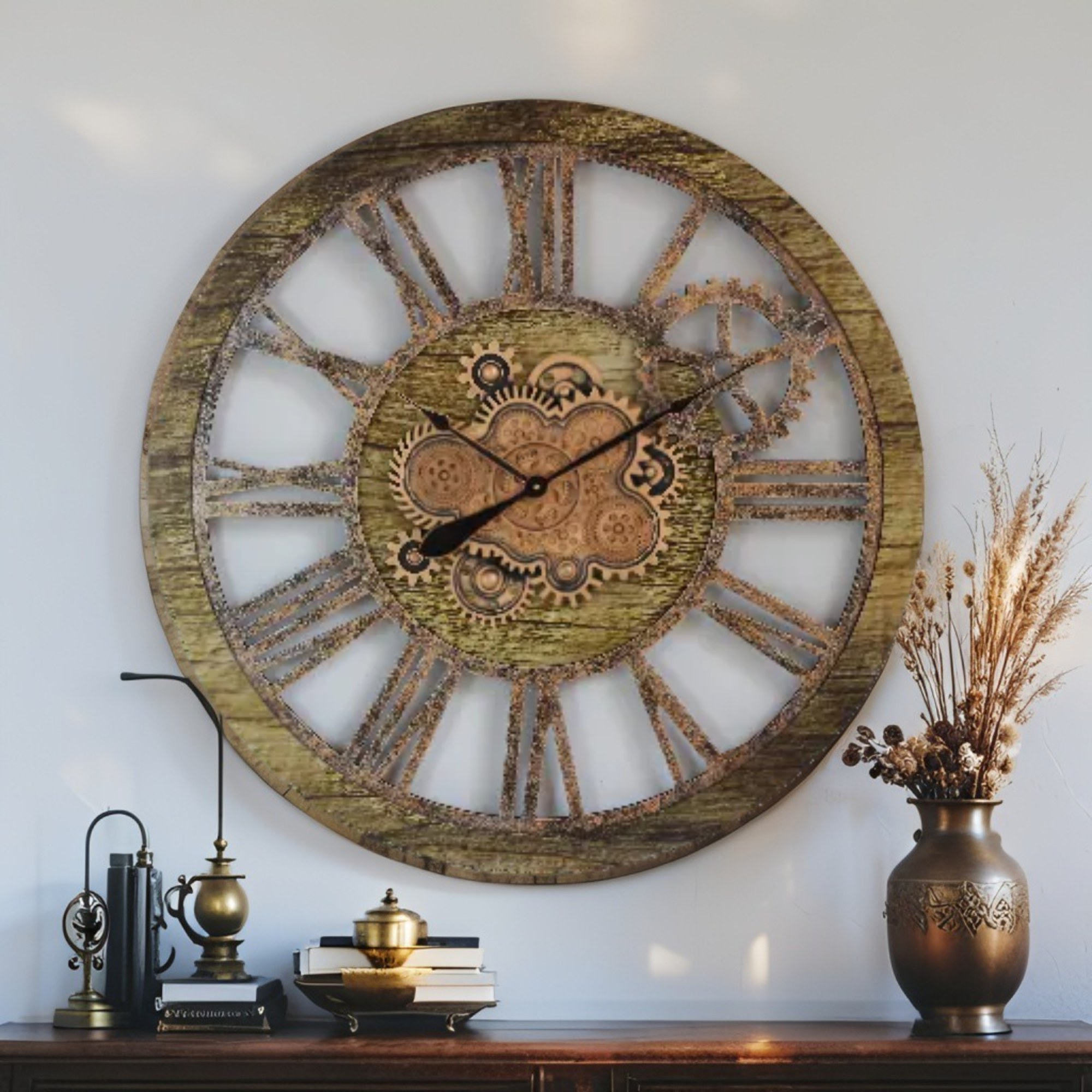 AMERICA LINE WALL CLOCK ROUND 36 INCH GOLD ANTIQUE
