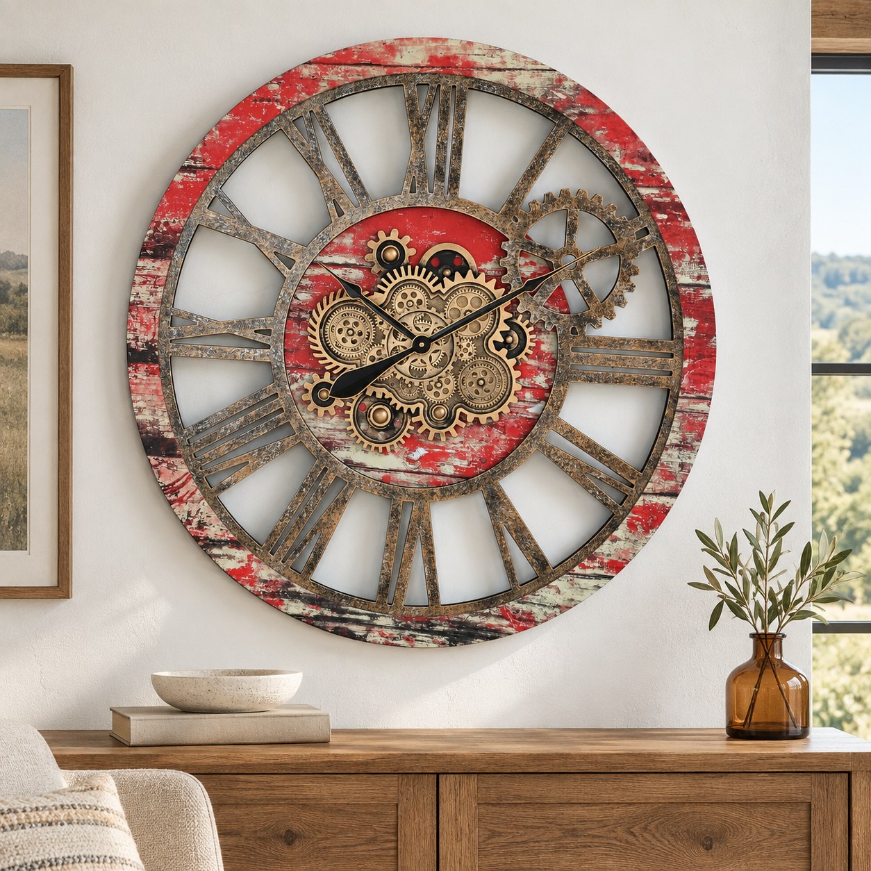 AMERICA LINE WALL CLOCK ROUND 36 INCH RED LAVA